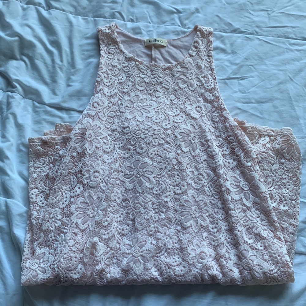 Pink floral lace dress